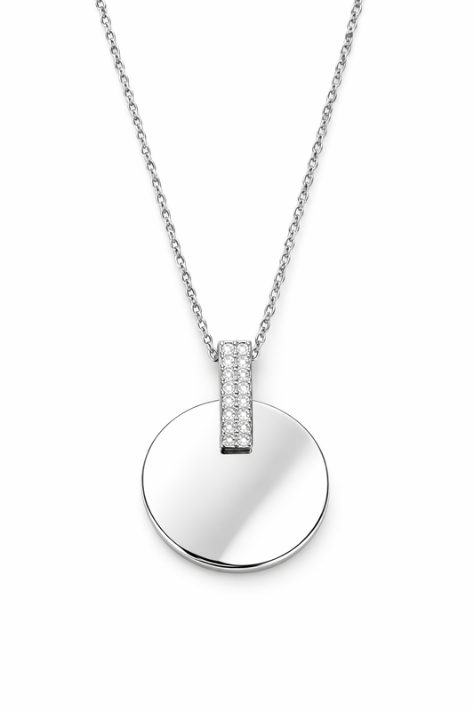 Collana Nastea circle Pavé con Incisione Personalizzata