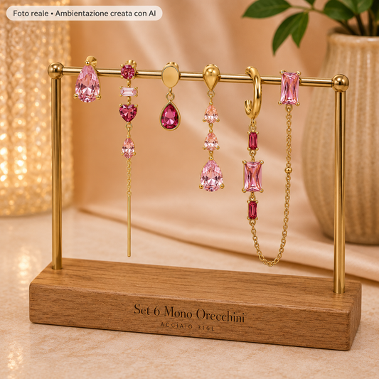 Set 6 Orecchini baguette