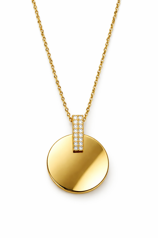 Collana Nastea circle Pavé con Incisione Personalizzata