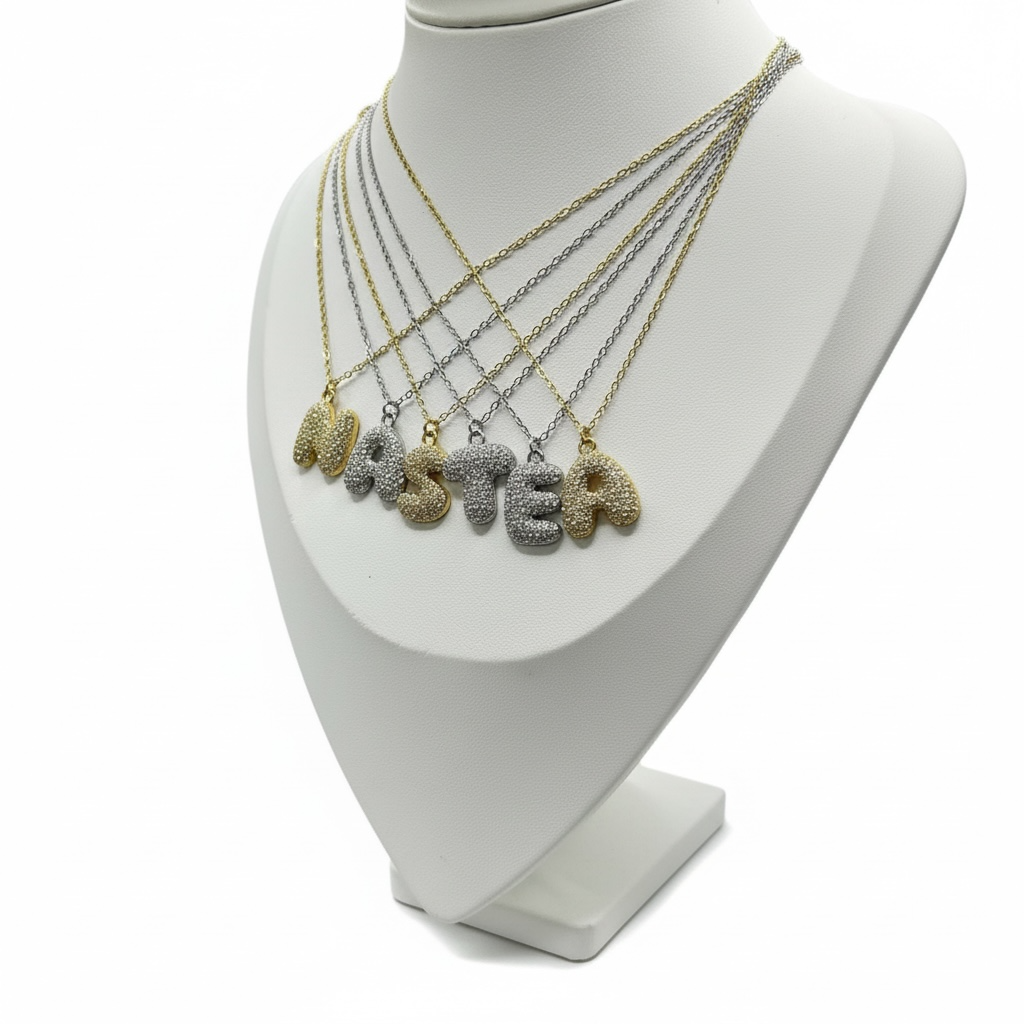 Collana lettera bubble con zirconcini