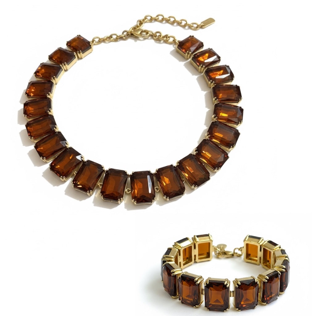 Collana Bracciale Diamond Brown set