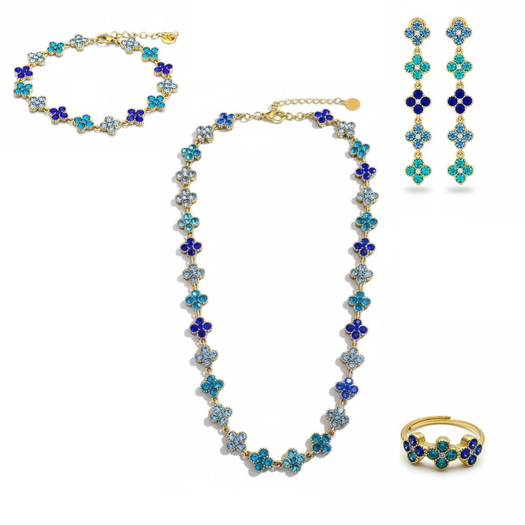 Collana Bracciale orecchini anello Floralis set