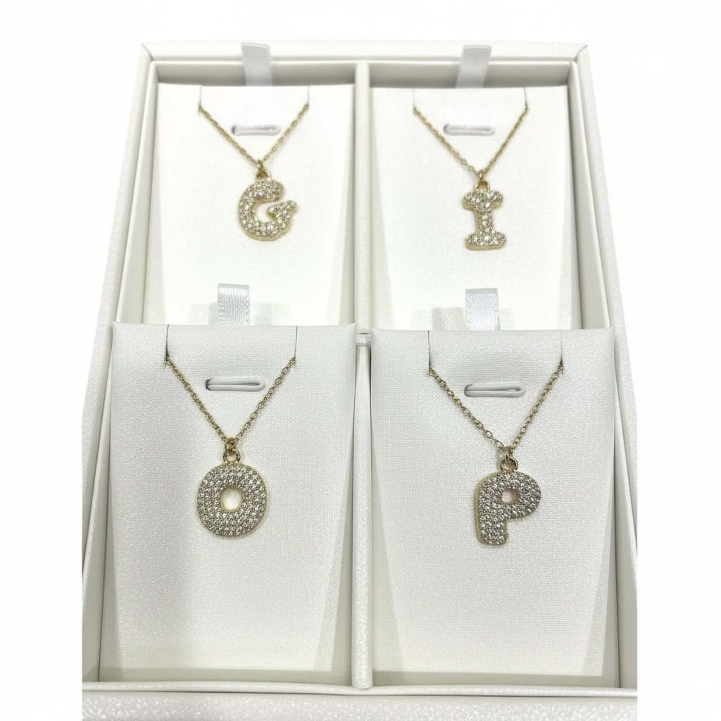 Collana lettera bubble con zirconcini